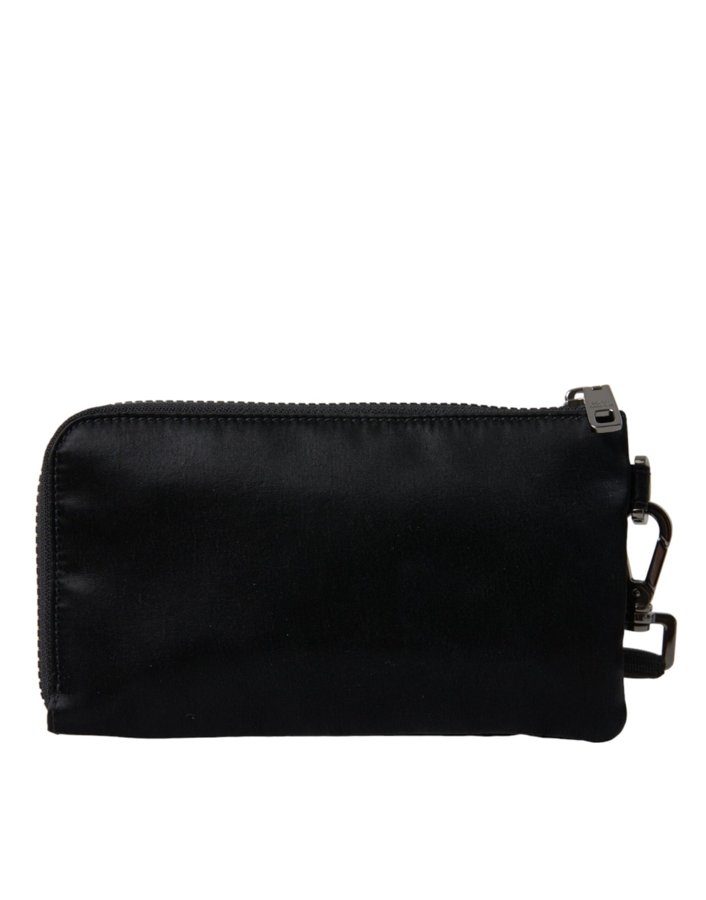 Black Nylon Logo Plaque Keyring Pouch Clutch Bag