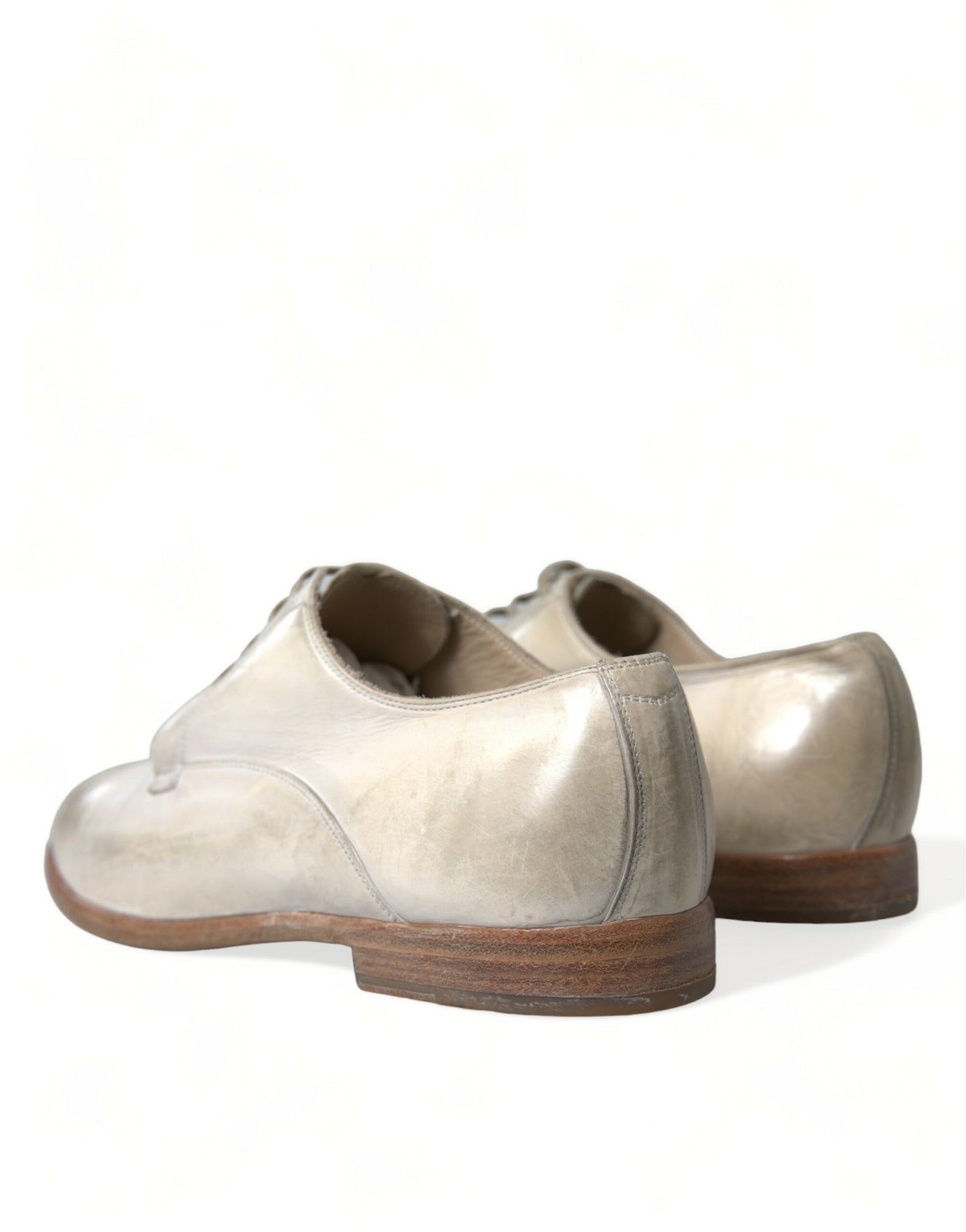 White Distressed Leather Derby Dress Shoes