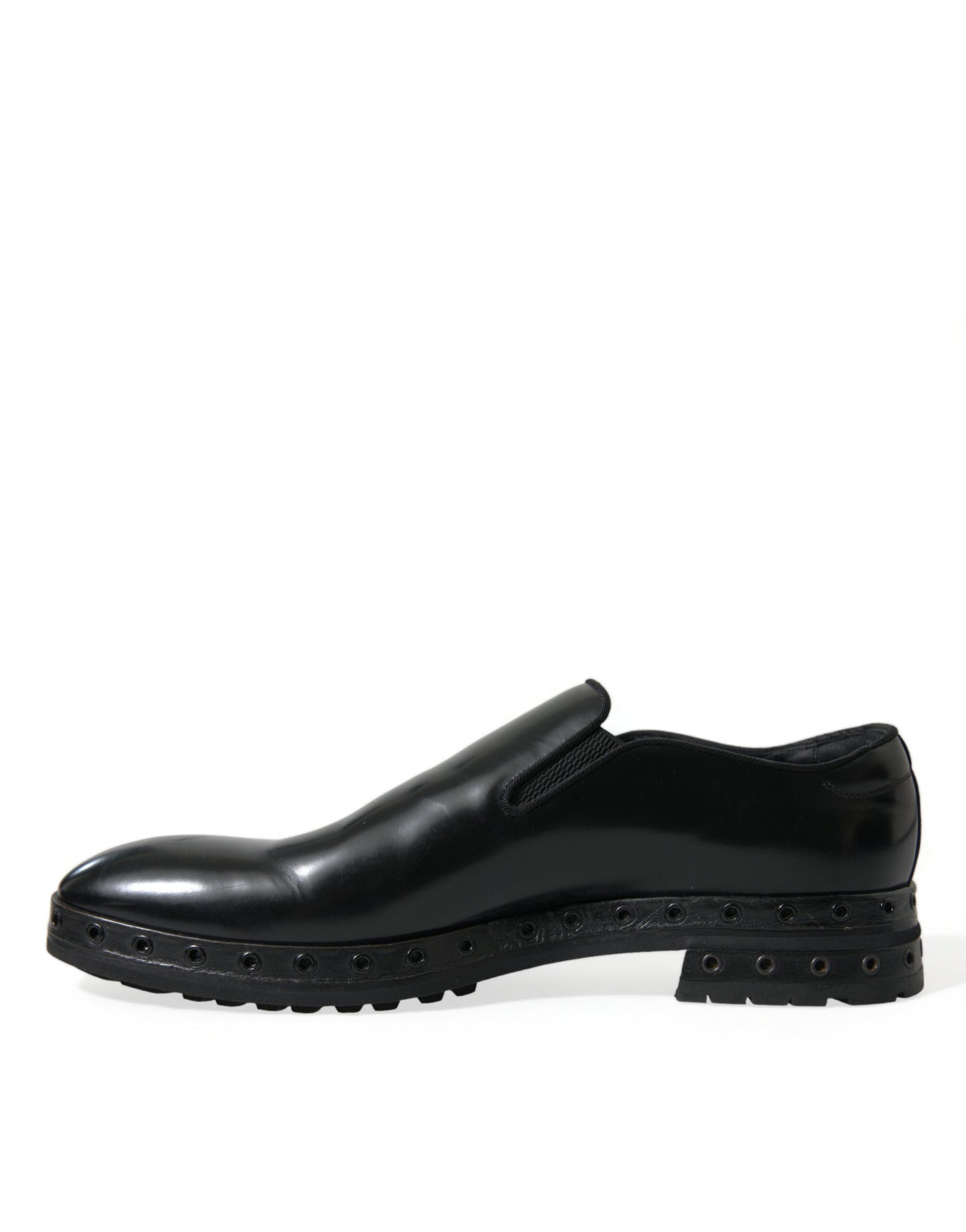 Black Leather Studded Loafers Dress Shoes