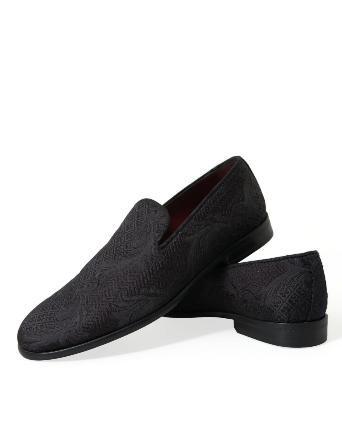 Black Brocade Men Slip On Loafer Dress Shoes