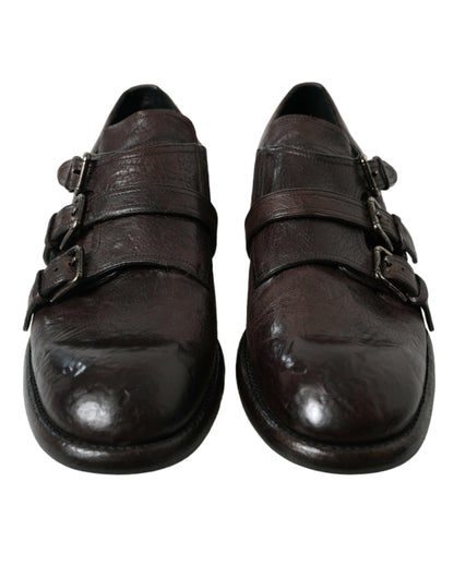 Brown Leather Strap Formal Dress Shoes