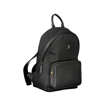 Black Polyester Women Backpack