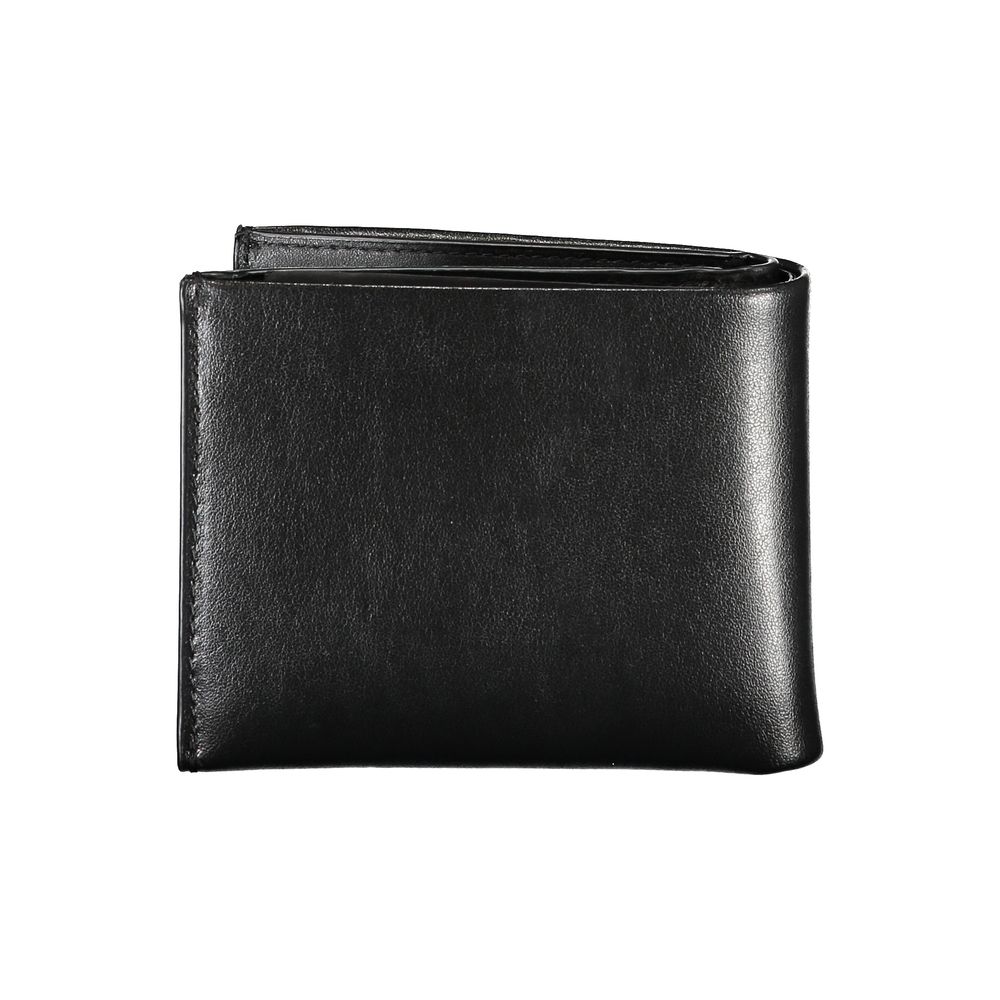 Elegant Black Leather Dual-Compartment Wallet