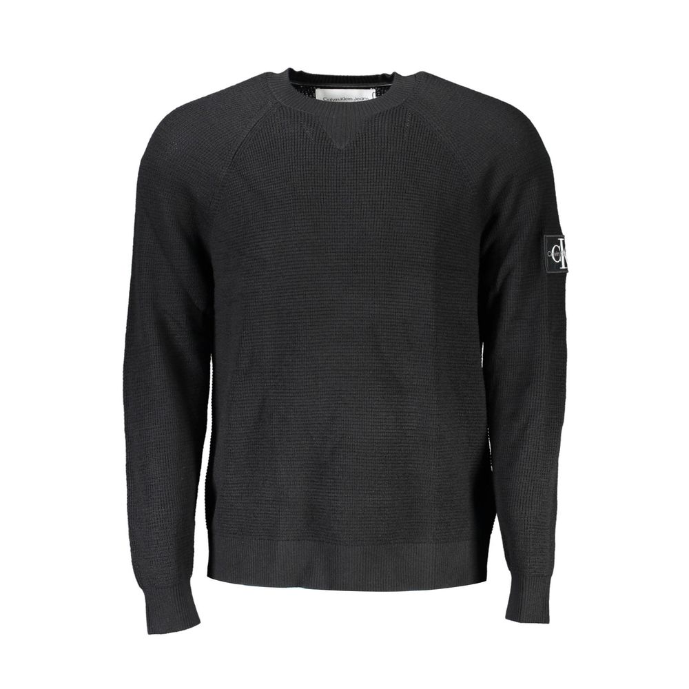 Elegant Black Wool Sweater - Long Sleeved Crew Neck