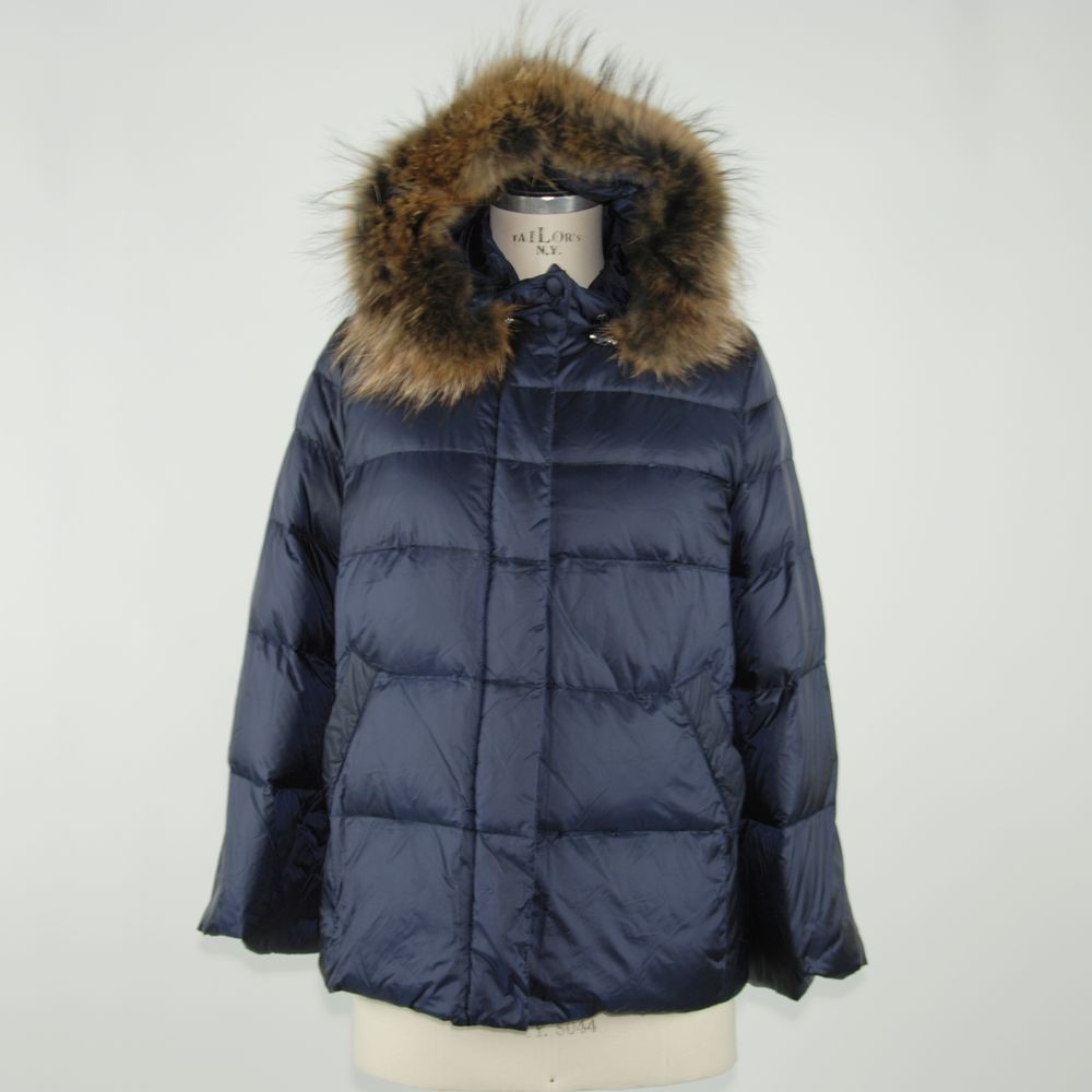 Emilio Romanelli Ladies' Blue Polyamide Down Jacket with Hood