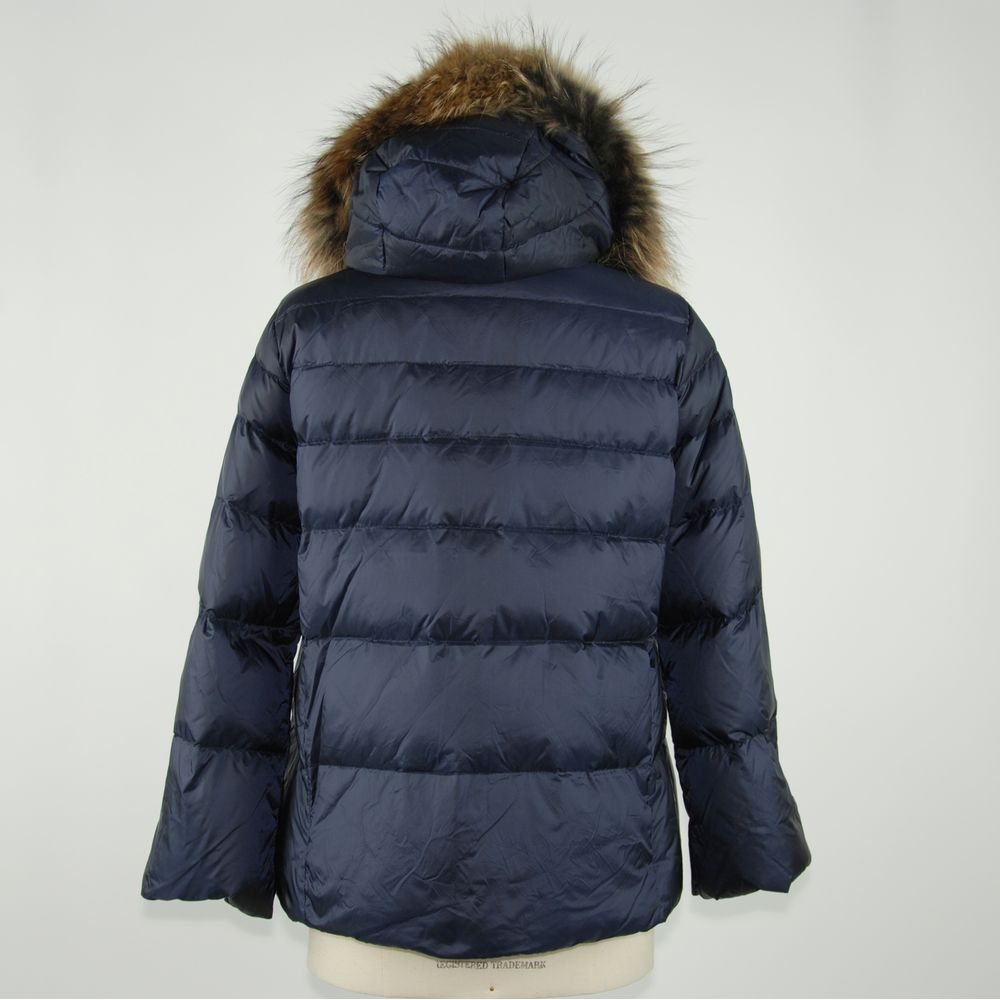 Emilio Romanelli Ladies' Blue Polyamide Down Jacket with Hood