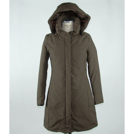 Emilio Romanelli Ladies' Brown Polyester Coat with Hood