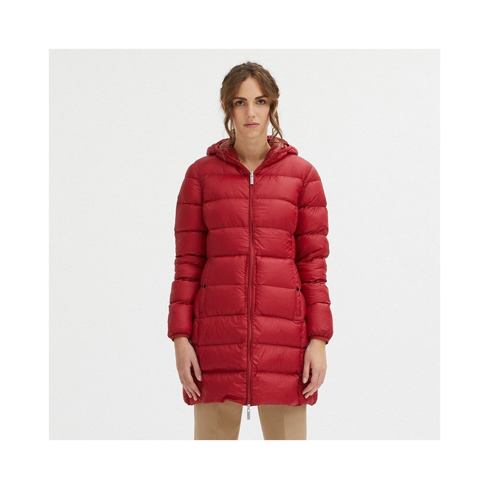 Centogrammi Women's Red Nylon Long Goose Down Jacket