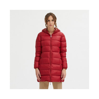 Centogrammi Women's Red Nylon Long Goose Down Jacket