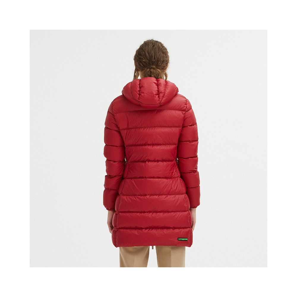 Centogrammi Women's Red Nylon Long Goose Down Jacket