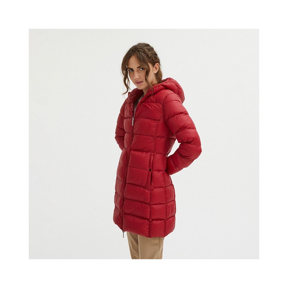 Centogrammi Women's Red Nylon Long Goose Down Jacket