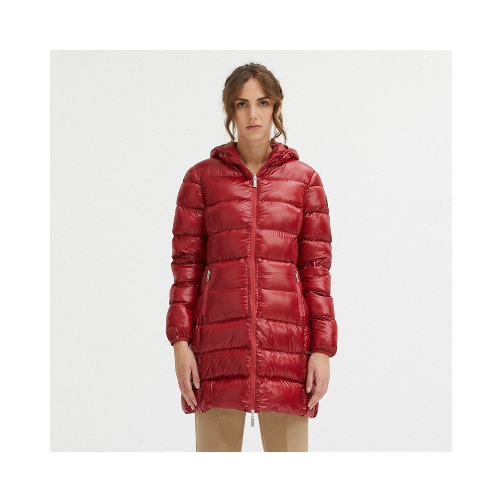 Centogrammi Women's Red Nylon Long Goose Down Jacket