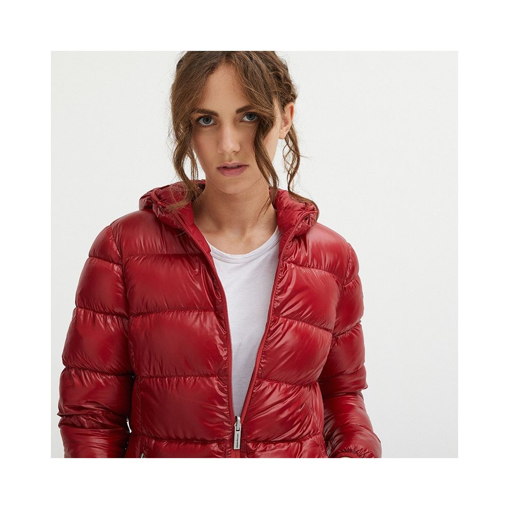 Centogrammi Women's Red Nylon Long Goose Down Jacket