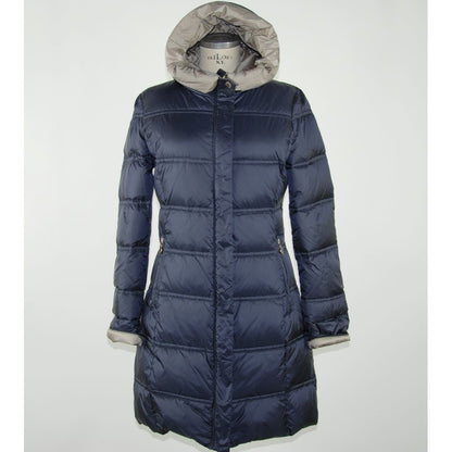 Emilio Romanelli Women's Blue Polyester Long Down Coat with Hood