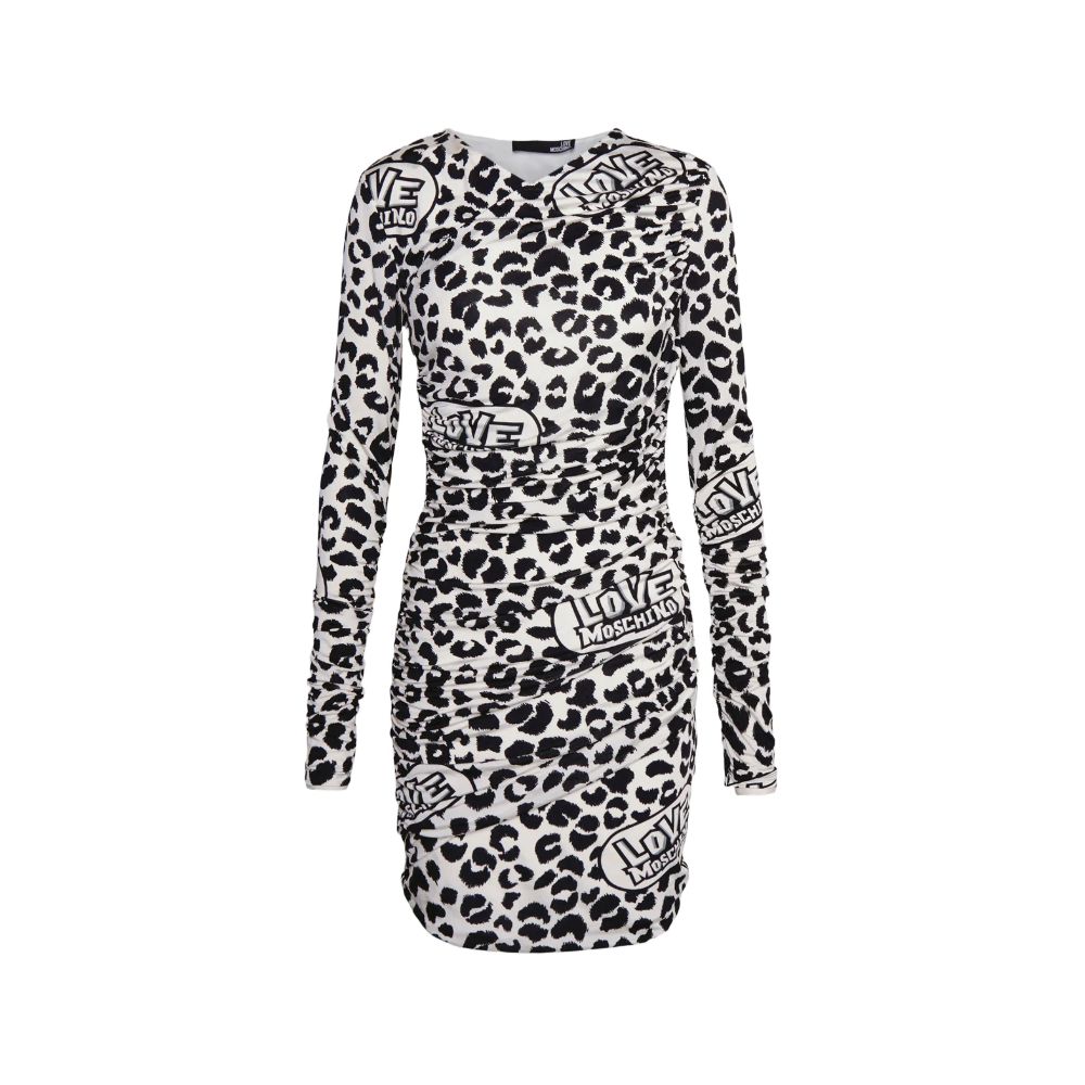 Love Moschino White Leopard Print Viscose Dress