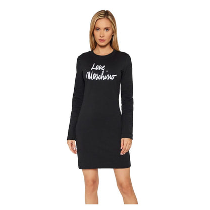 Love Moschino Black Cotton Logo Dress