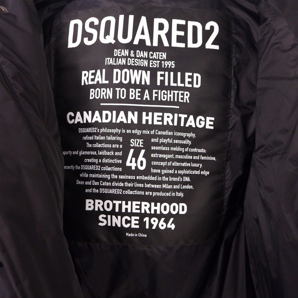 Dsquared² Men's Black Nylon Down Jacket with Hood