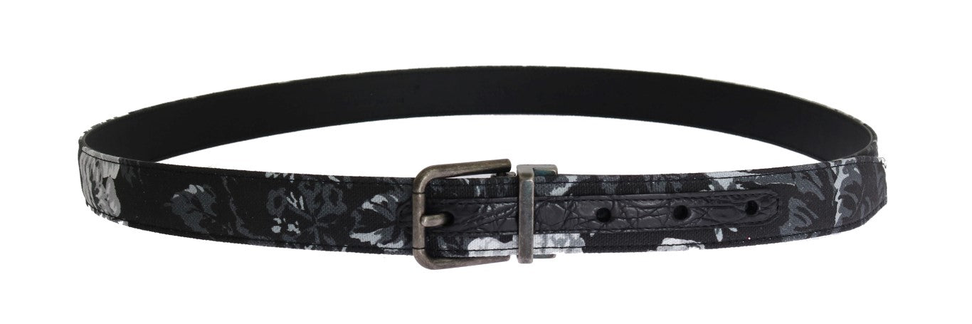 Black Cayman Linen Leather Belt