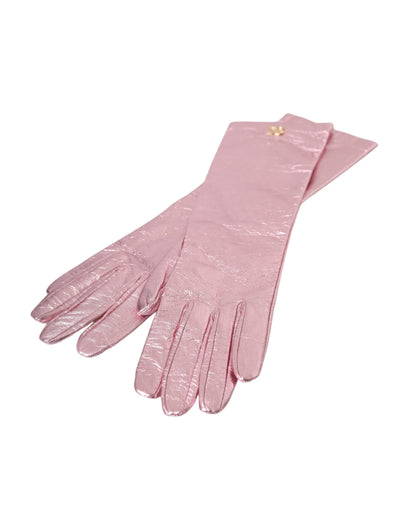 Pink Laminated Logo Mid Arm Length Gloves