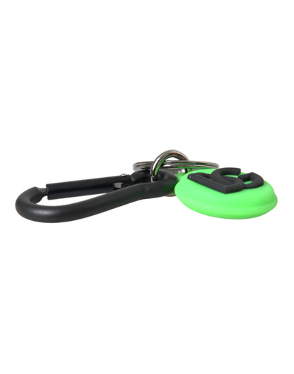 Green Rubber DG Logo Round Brass Metal Keyring Keychain