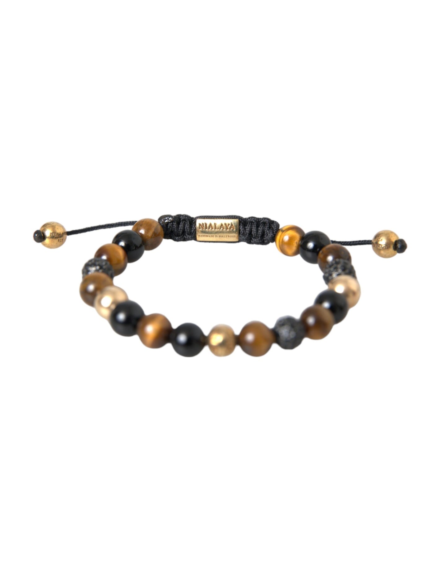 CZ Ball Tiger Eye Stone Copper Beaded Men Bracelet