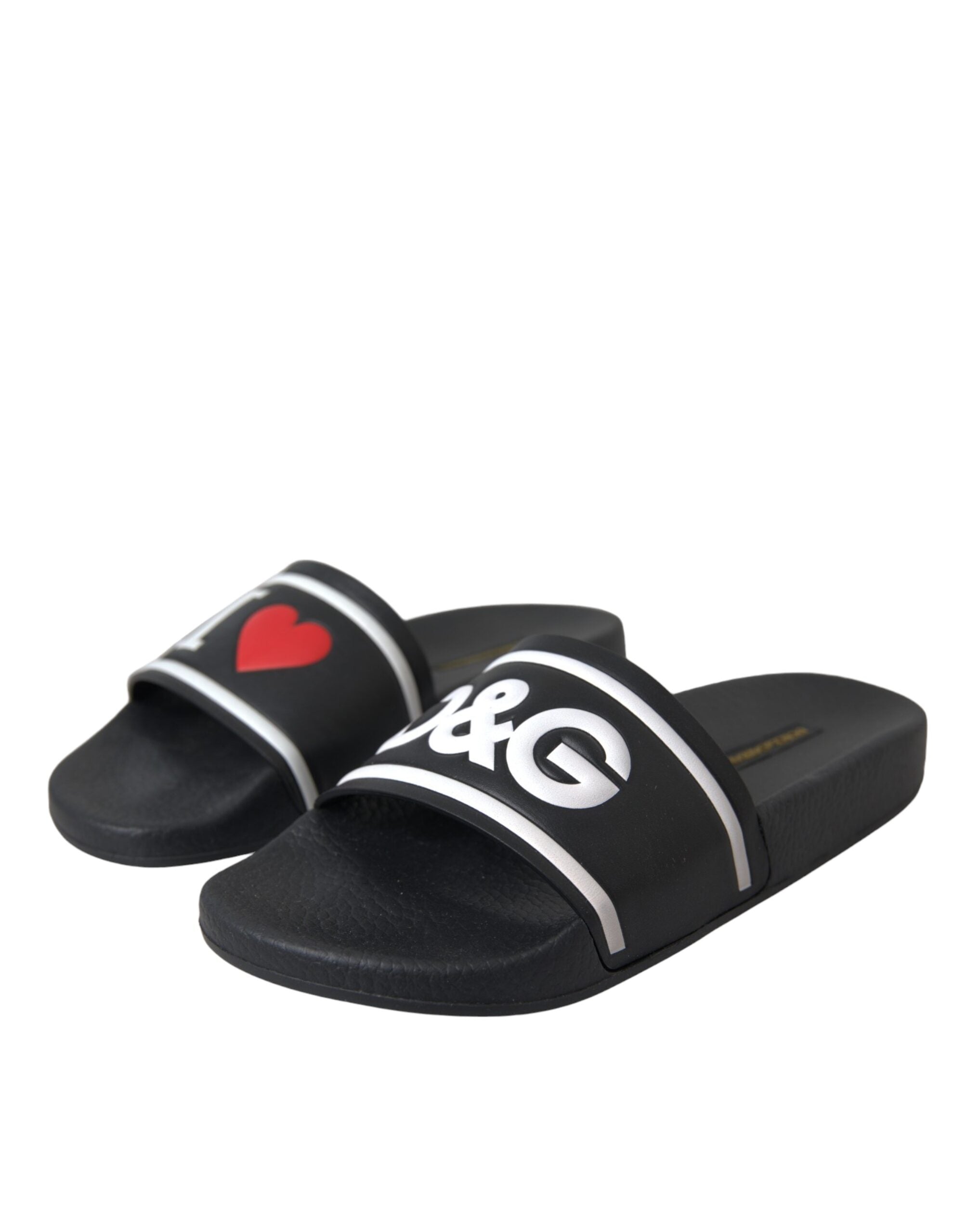 Black Leather I Love D G Sandals Slides Shoes