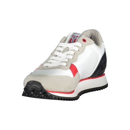 Napapijri Chic White Lace-Up Sneakers with Logo Detail