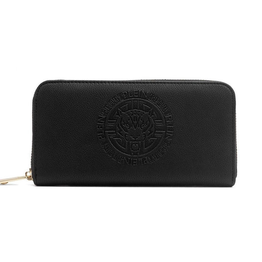 Black Polyester Plein Sport Zip Around Wallet