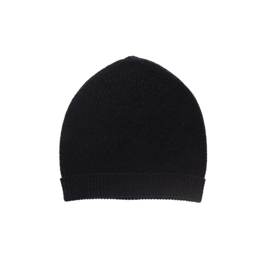 Alpha Studio Black Merino Wool Beanie Hat