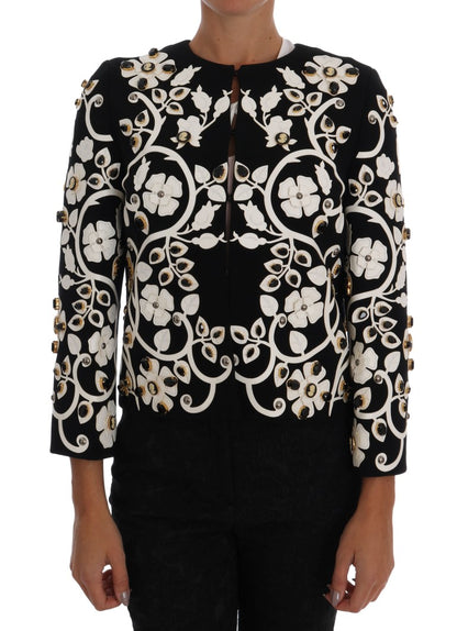 Black Baroque Floral Crystal Jacket