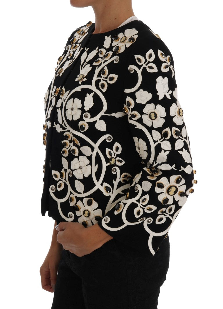 Black Baroque Floral Crystal Jacket