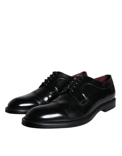 Black Calfskin Leather Derby Men Dress Shoes