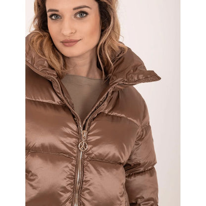 Brown Polyester Jackets & Coat