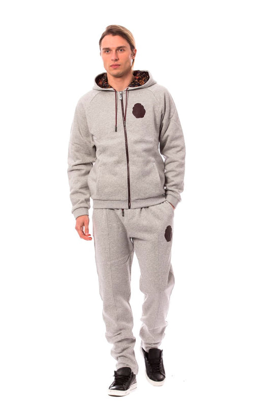 Billionaire Italian Couture Men's Gray Cotton Hooded Sweatsuit