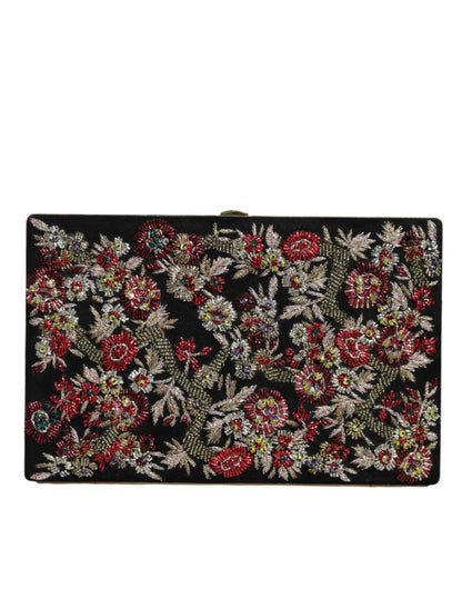 Multicolor Floral Gold Frame Clutch Evening Purse Bag