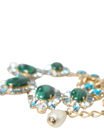 Gold ToneBrass PIETRE OVALI Crystal Embellished Necklace