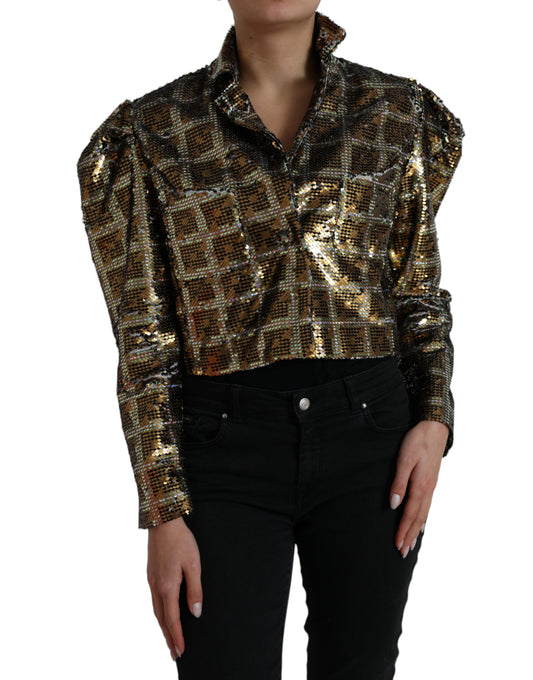 Multicolor Polyester Sequined Cropped Jacket