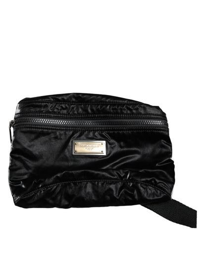 Black Nylon Fabric Belt Waist Fanny Pack Bag