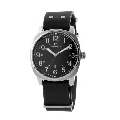 Folli Follie Men's Folli Follie Black Leather Watch