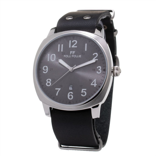 Folli Follie Men's Black Leather Watch