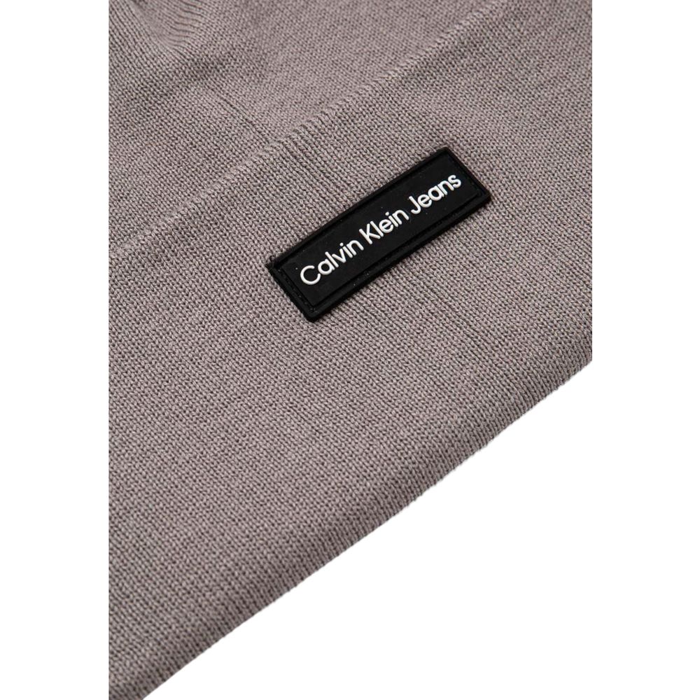 Calvin Klein Gray Recycled Polyester Beanie Hat