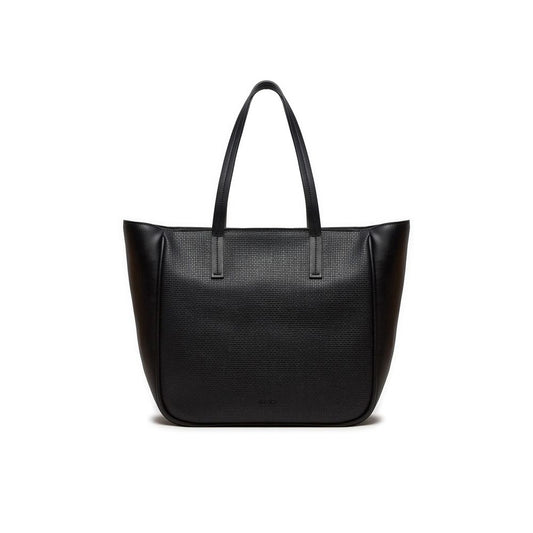 Black Synthetic Leather Handbag