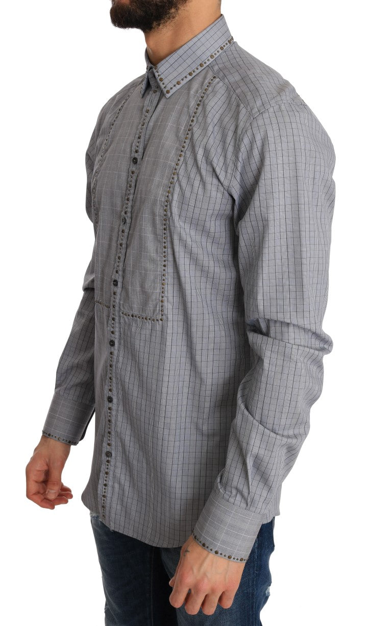 Gray Check GOLD Cotton Slim Fit Shirt