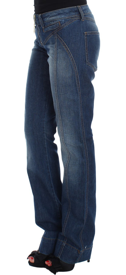 Blue Wash Cotton Stretch Boot Cut Jeans