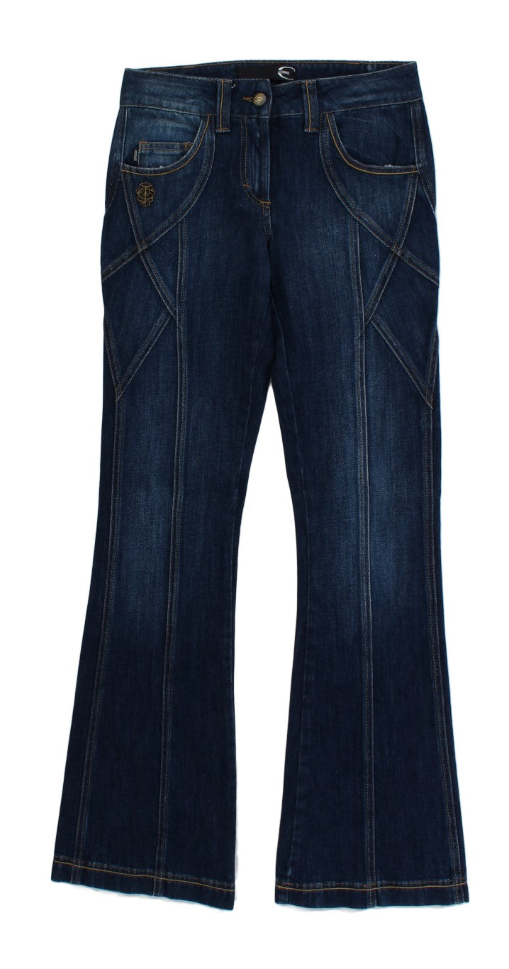 Blue Cotton Stretch Low Waist Jeans