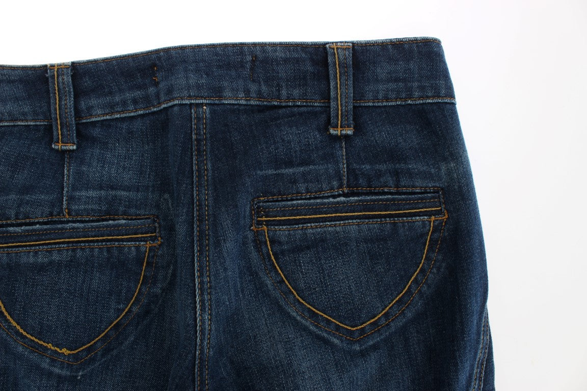 Blue Cotton Stretch Low Waist Jeans