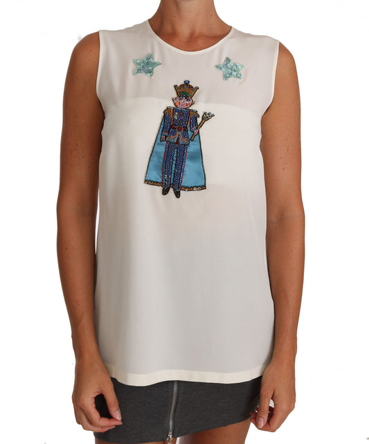 White Silk Crystal Sequined Fairy T-shirt