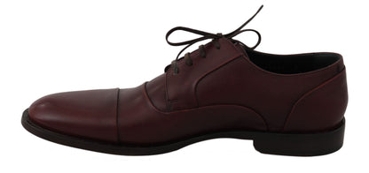 Red Bordeaux Leather Derby Formal Shoes