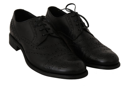 Dolce & Gabbana Black Leather Wingtip Oxford Dress Shoes