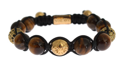 CZ Brown Tigers Eye 925 Silver Bracelet